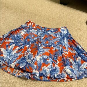 J. Crew Blue and Orange Floral Skater Skirt